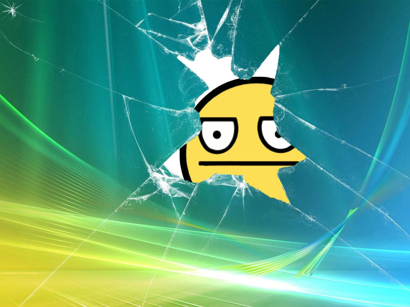 Hidden Emoji On Broken Screen Wallpaper