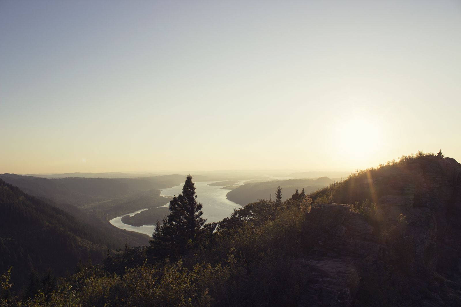 Hill View With River Wallpaper