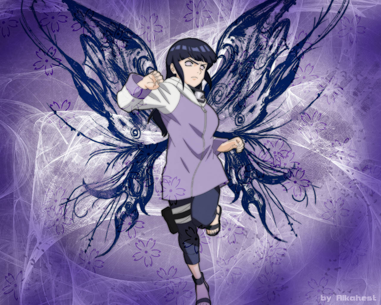 Hinata Hyuga Butterfly Wings Wallpaper