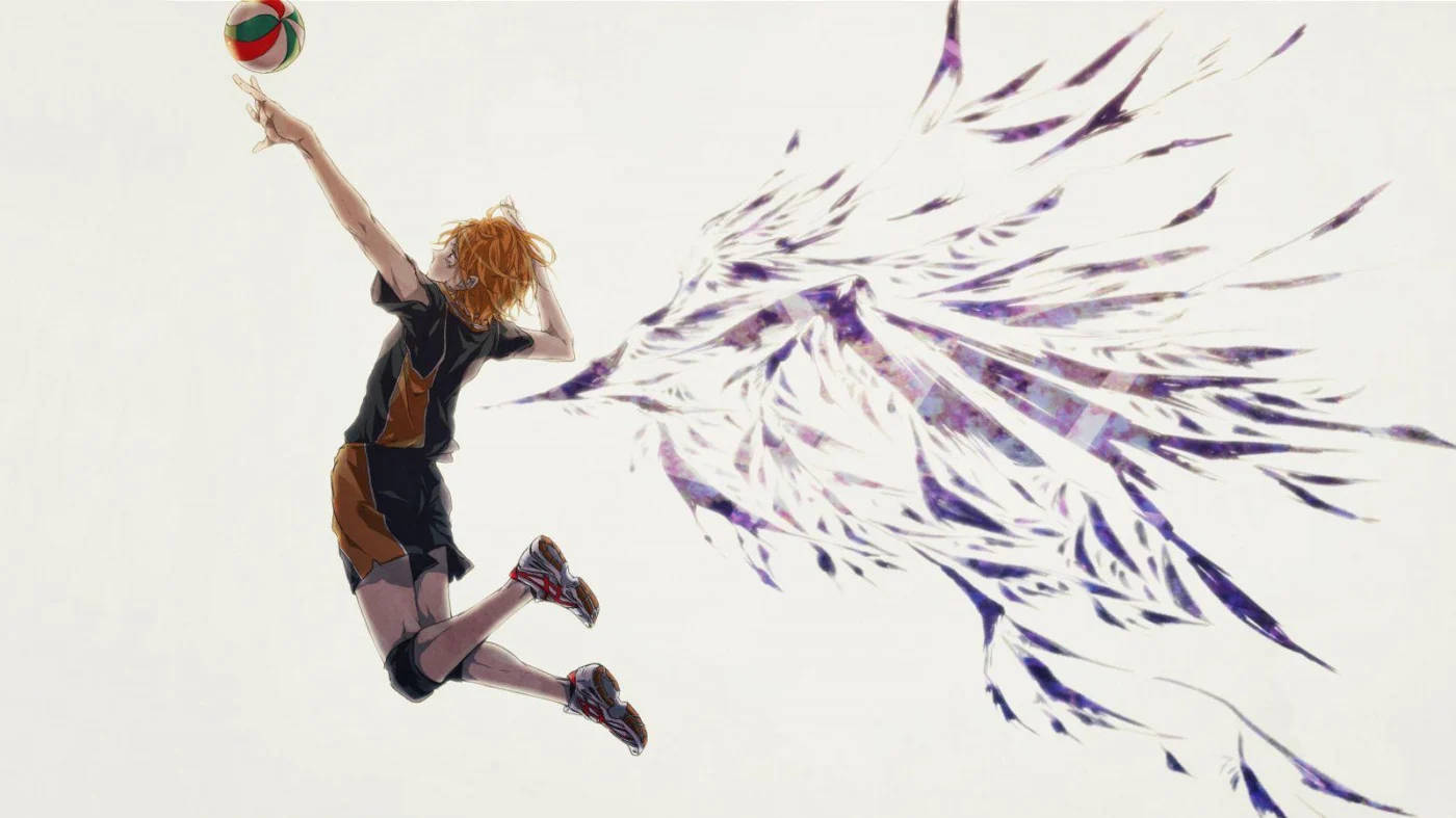 Hinata With Wings Ready To Spike Haikyuu Aesthetic Wallpaper