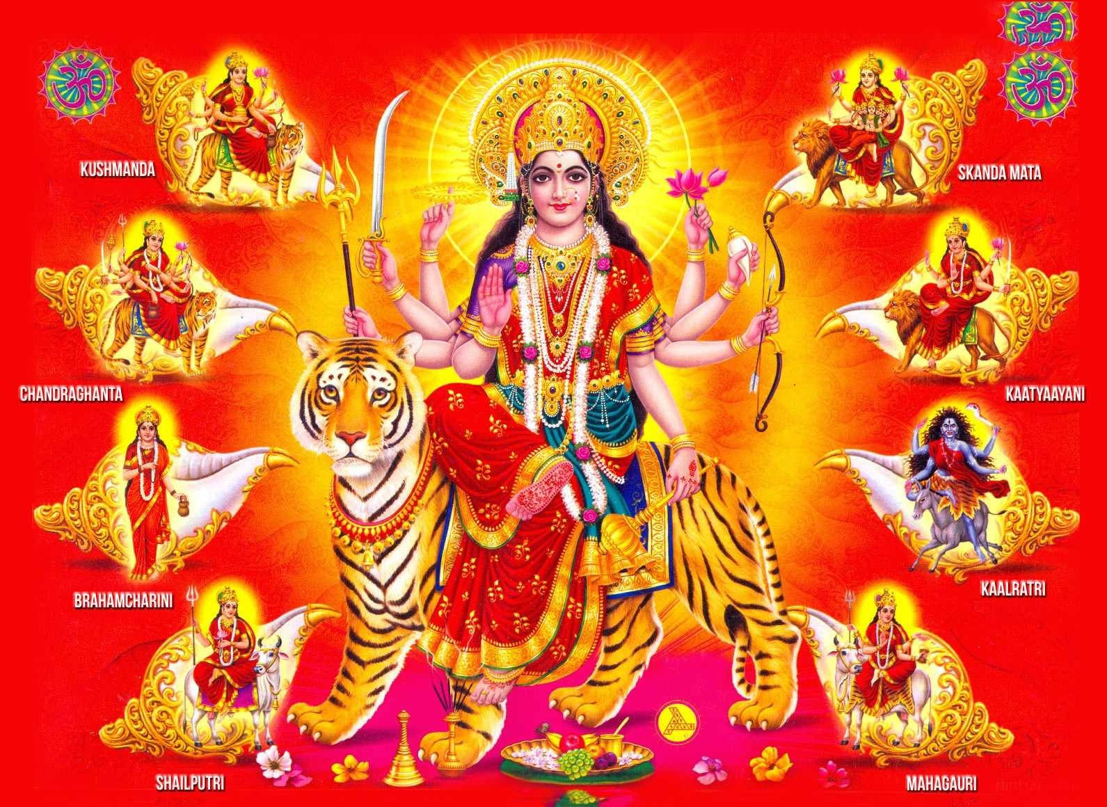 Hindu Goddess Durga Deity Weapons Wallpaper