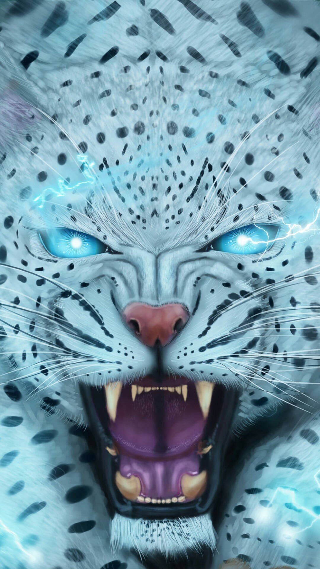 Hissing Cool White Tiger Wallpaper