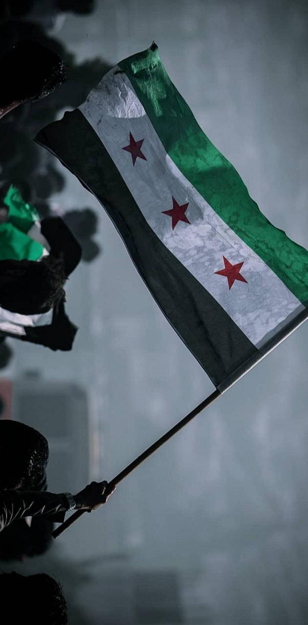 Historic Syrian Flag Waving In The Wind Wallpaper