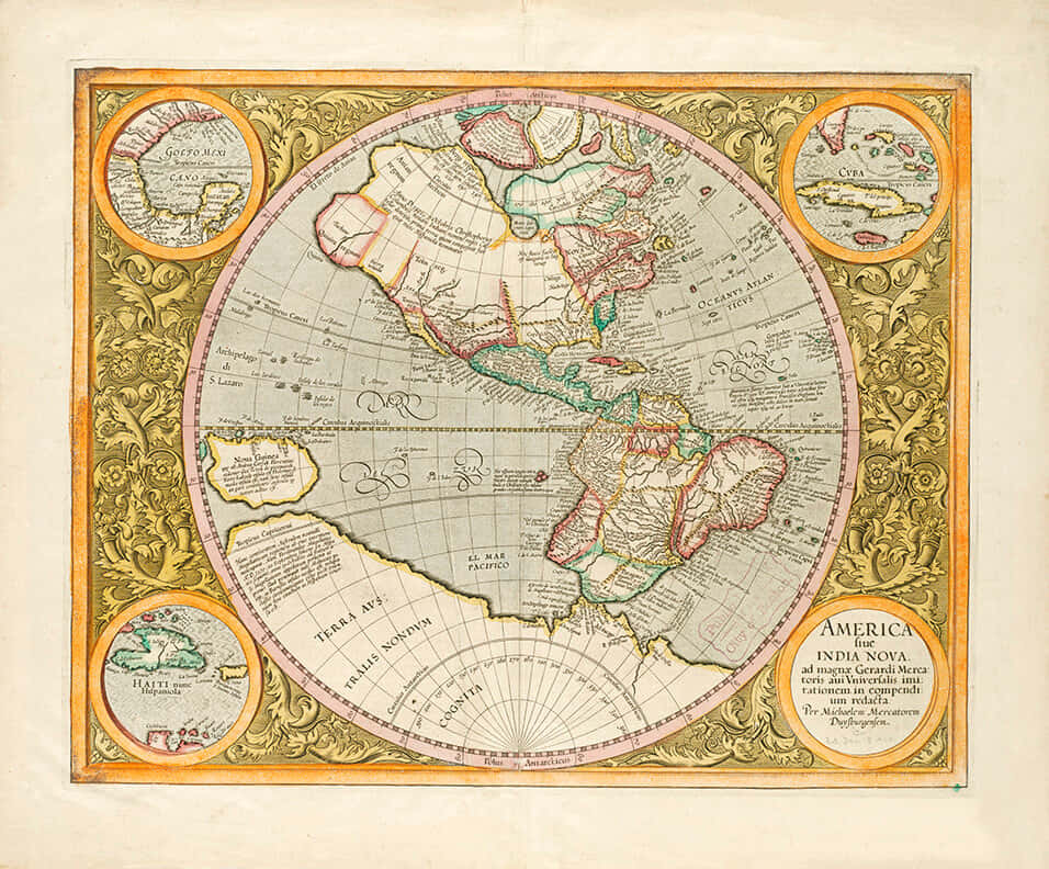 Historical Circular Mapof America Wallpaper