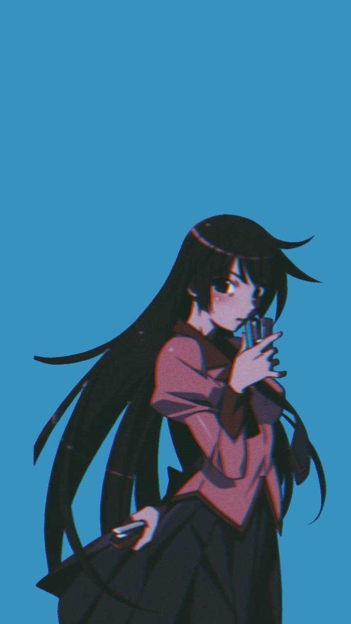 Hitagi Senjougahara Aesthetic Anime Girl Iphone Wallpaper