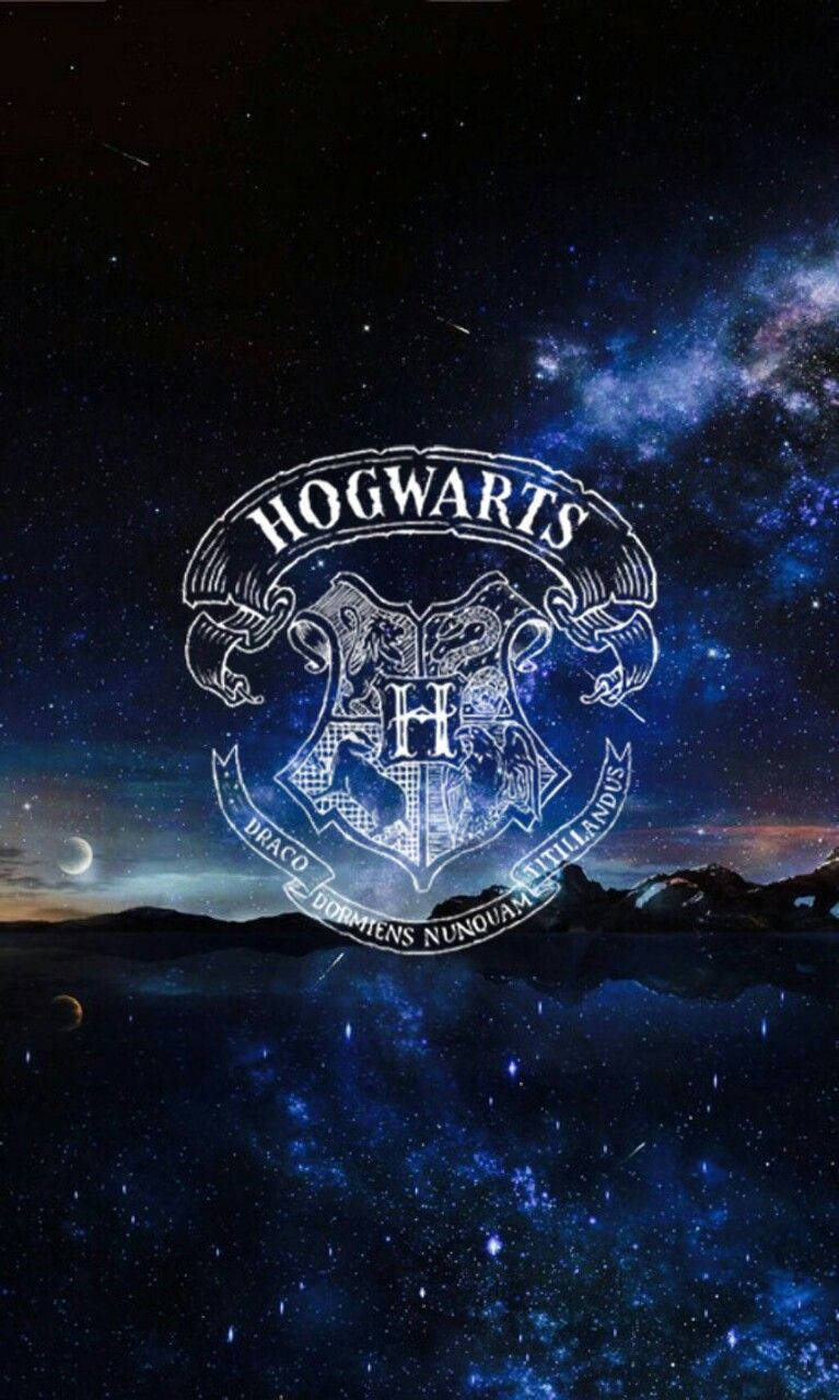Hogwarts Crest White Galaxy Wallpaper