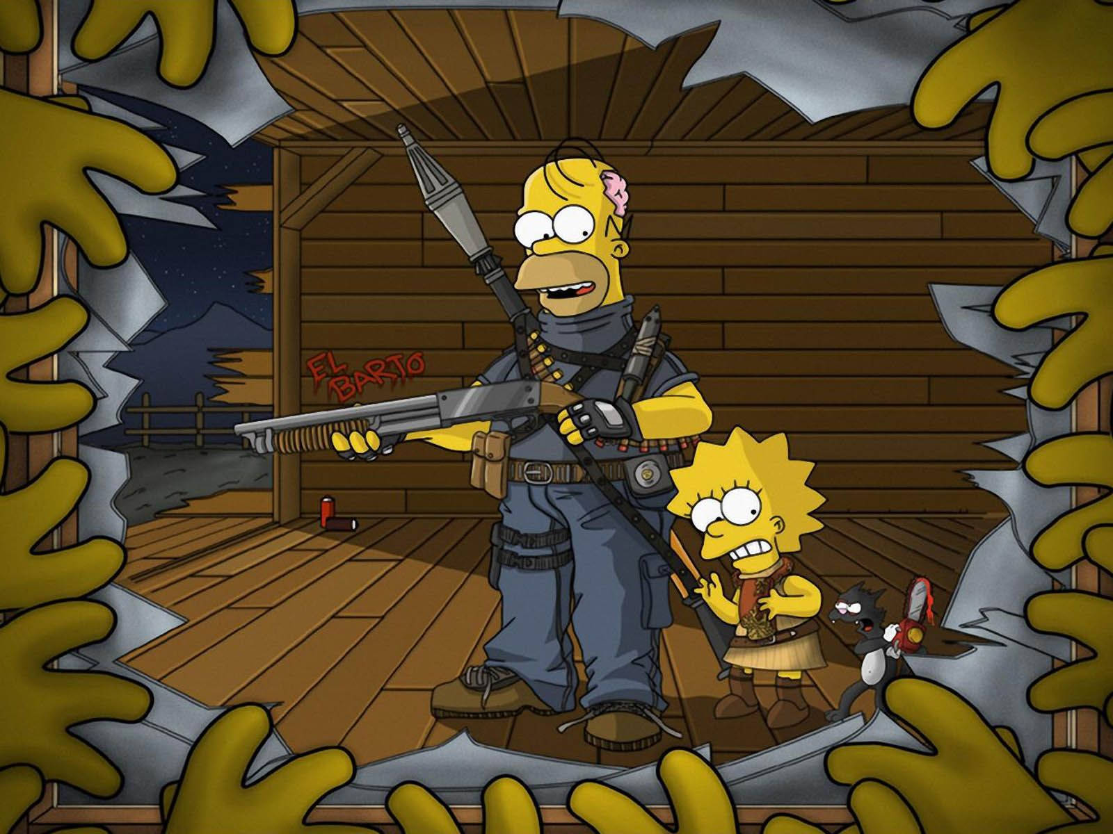 Homer And Lisa Simpsons Zombies Wallpaper
