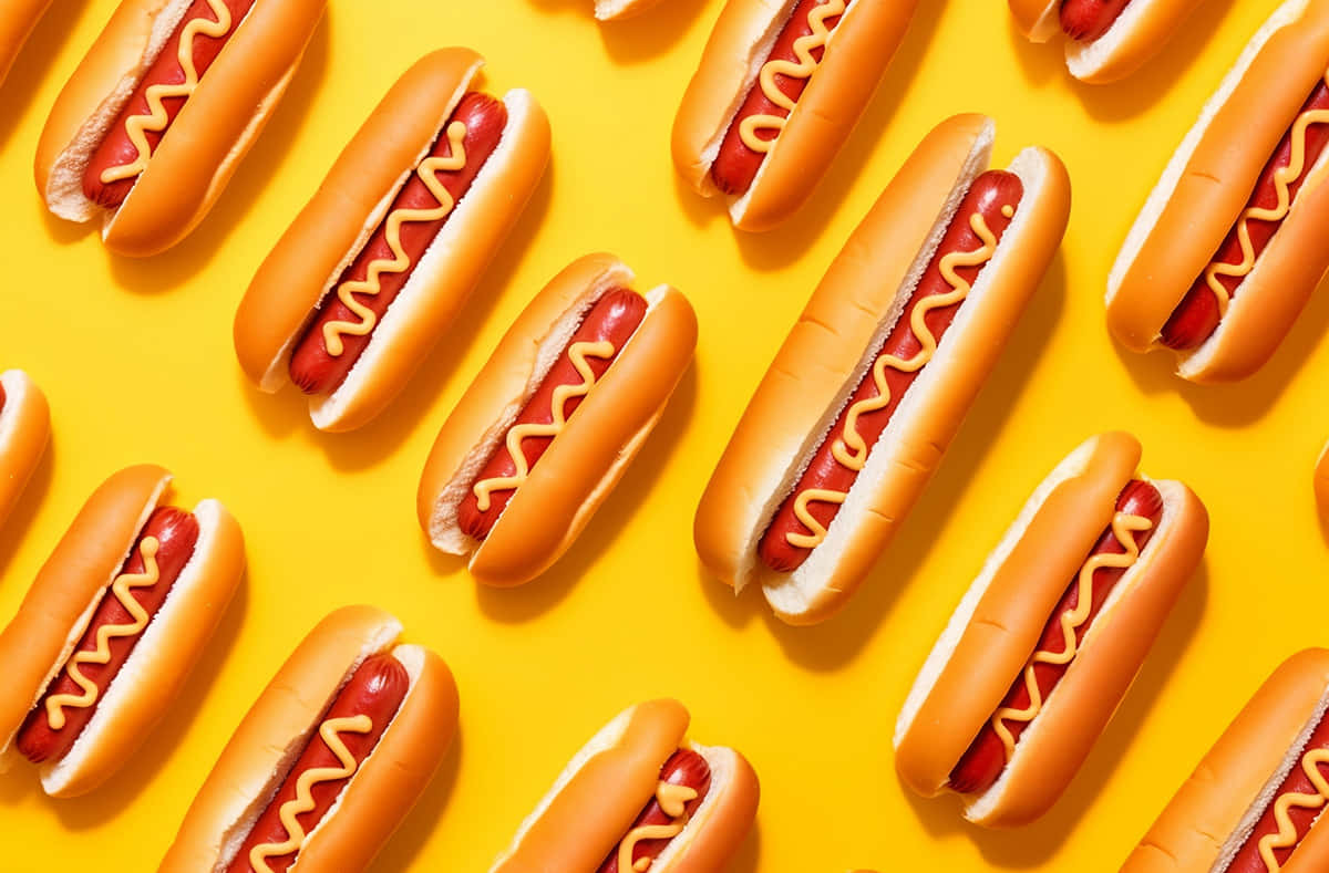 Hot Dogson Yellow Background Wallpaper