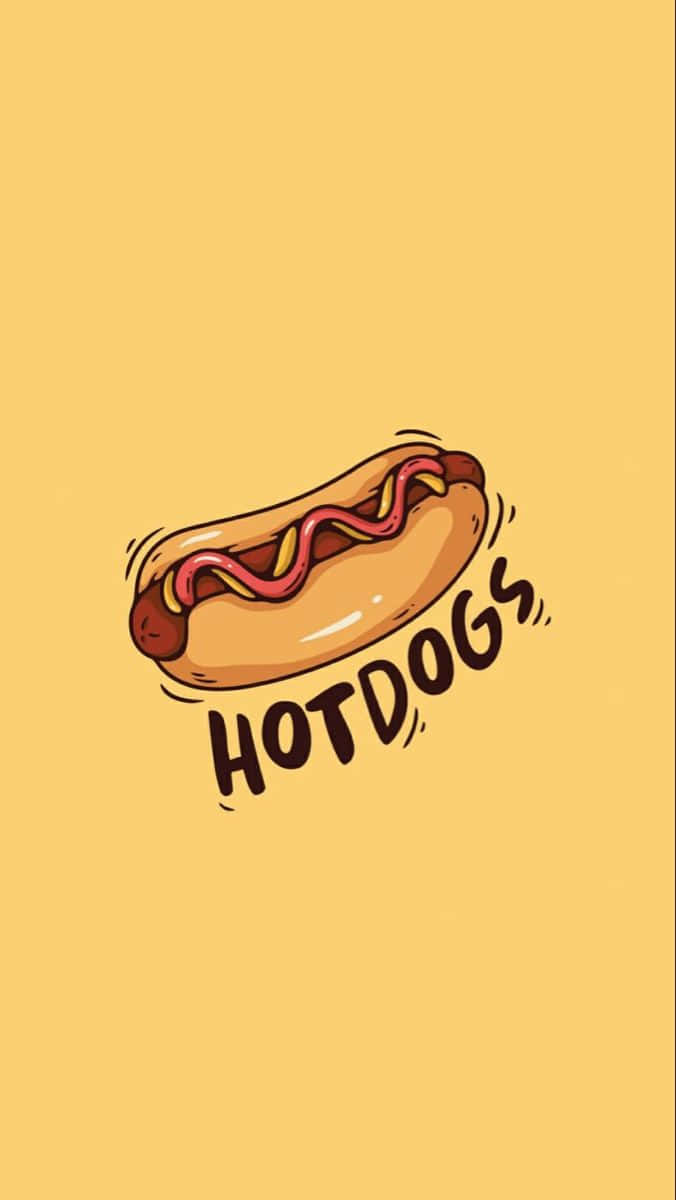 Hotdog Illustration Yellow Background Wallpaper