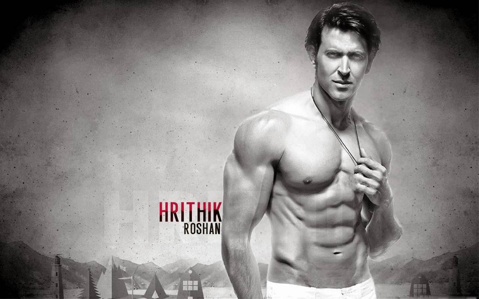 Hrithik Roshan Body Black And White Wallpaper