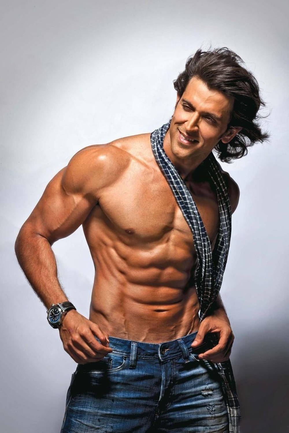 Hrithik Roshan Body With Scarf Wallpaper