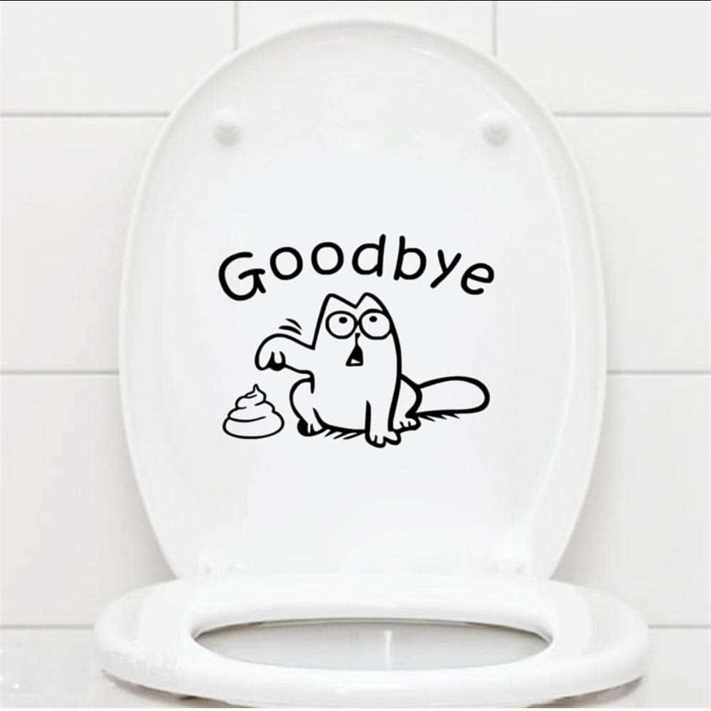 Humorous Toilet Goodbye Cat Wallpaper