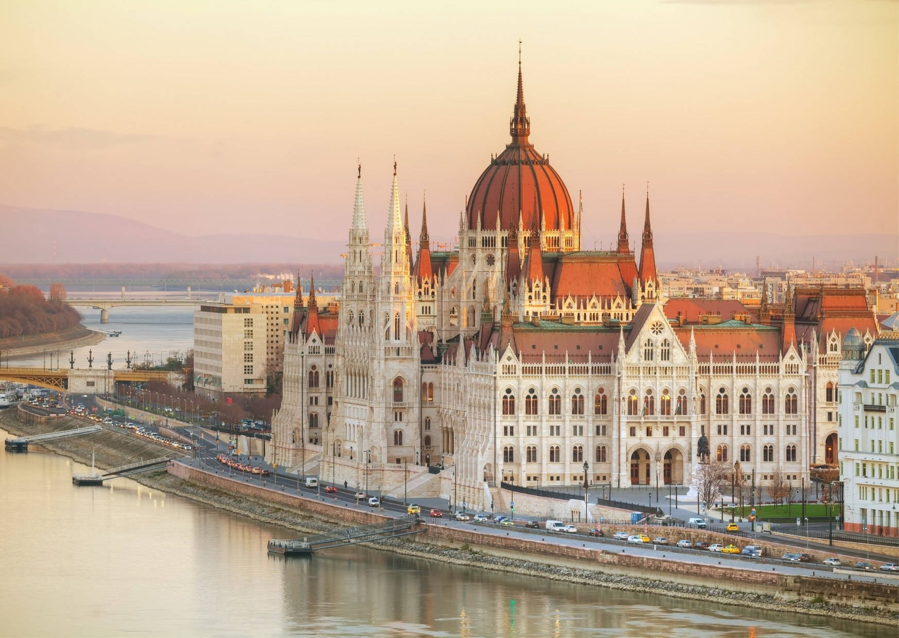 Hungary's Parliament Building Is Seen From The River Wallpaper