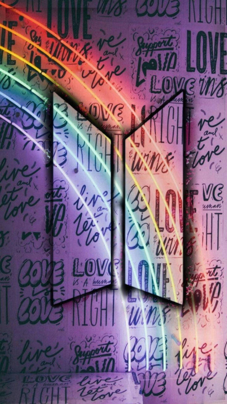 I Purple You Bts Neon Rainbow Wallpaper