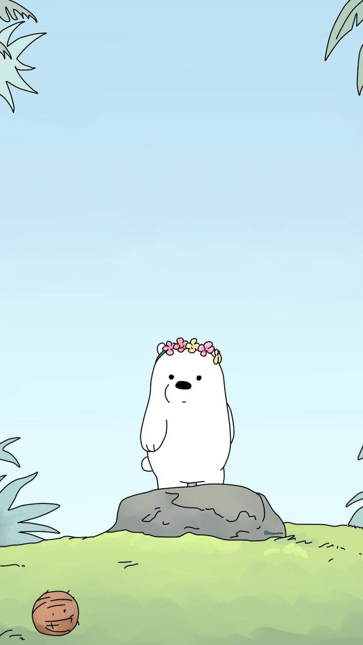 Ice Bear Cartoon Flower Wreath Wallpaper