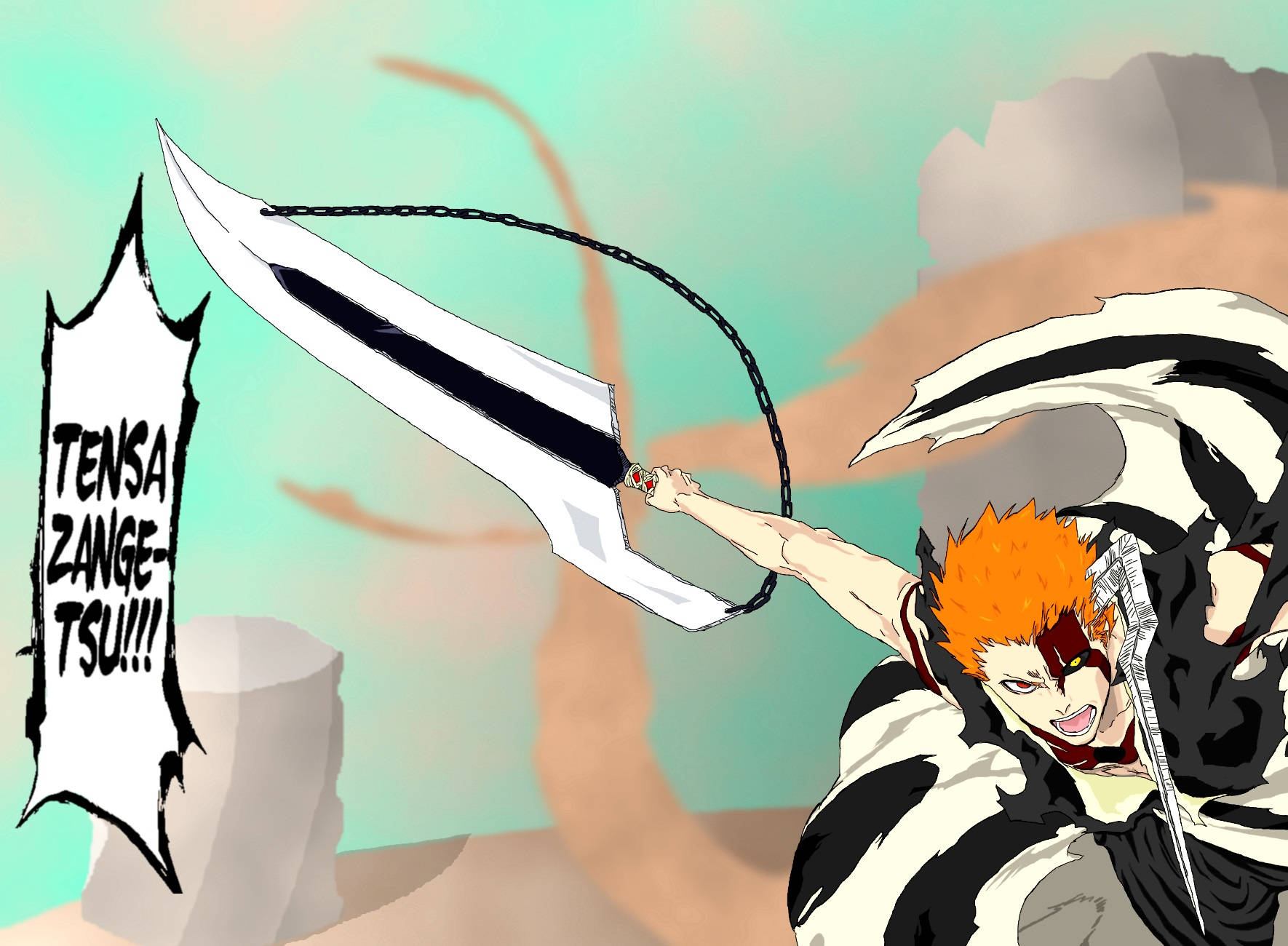 Ichigo Bankai Digital Drawing Wallpaper