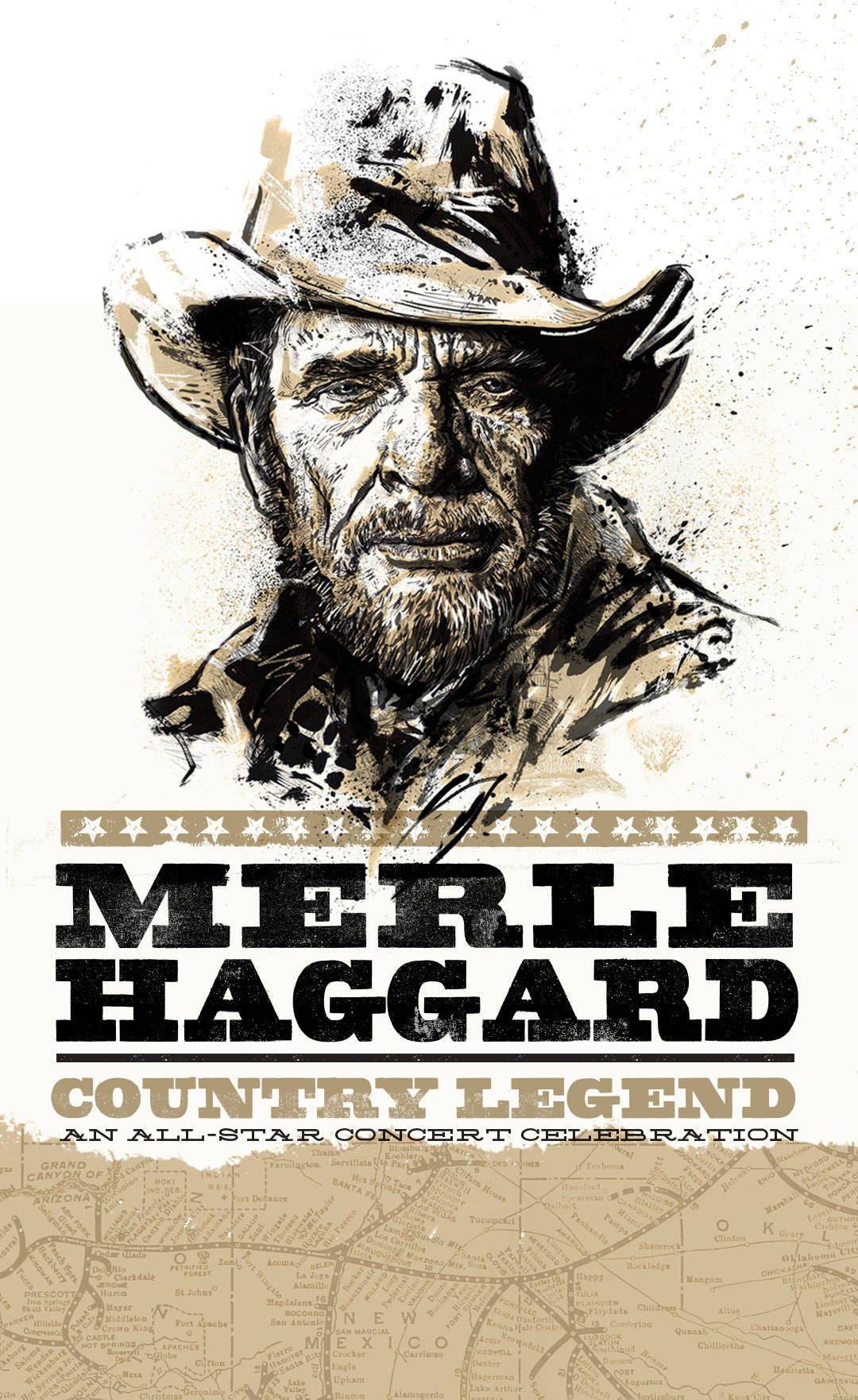 Iconic Image Of Merle Haggard Performing Live On Stage Wallpaper