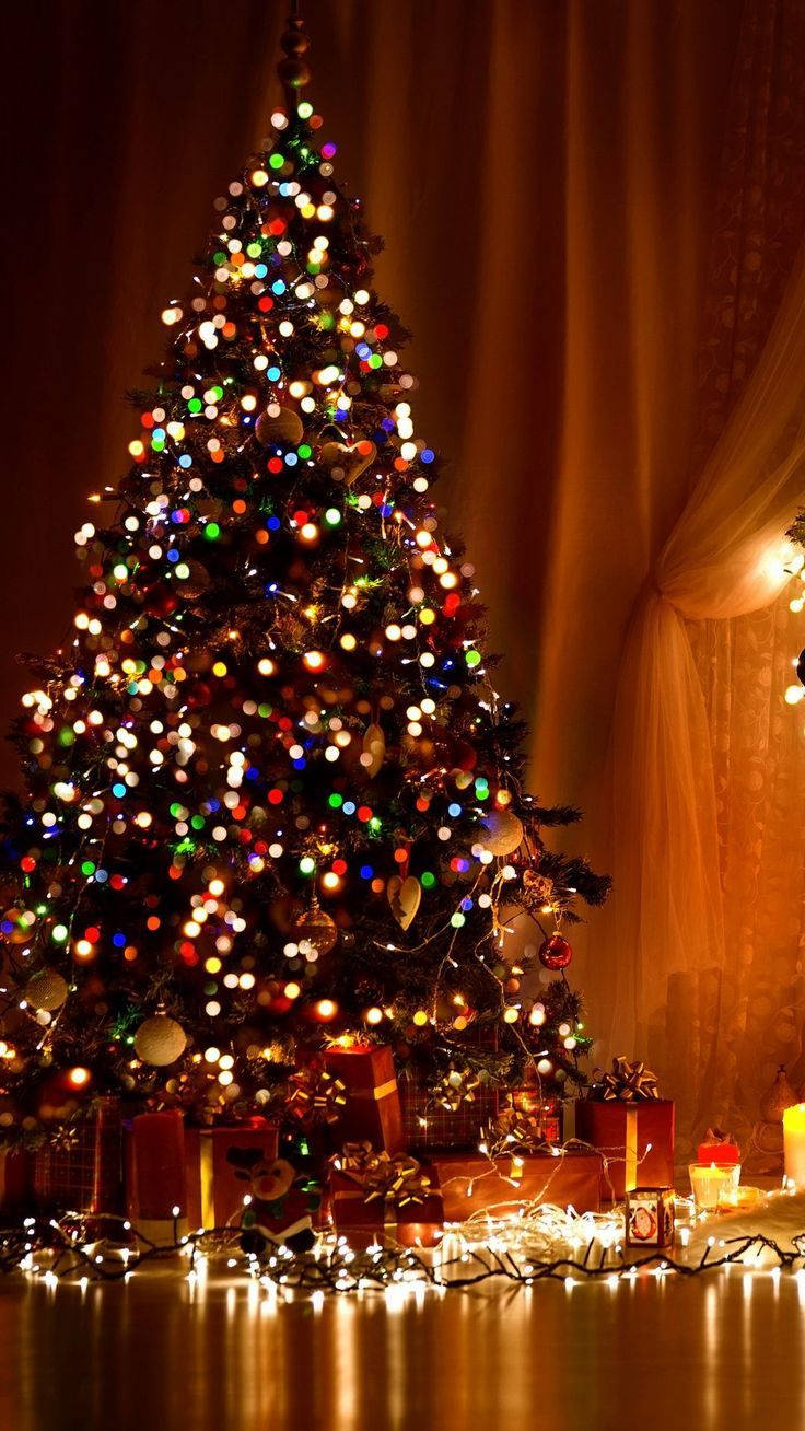 Illuminate The Holidays With A Colorful Christmas Tree Wallpaper