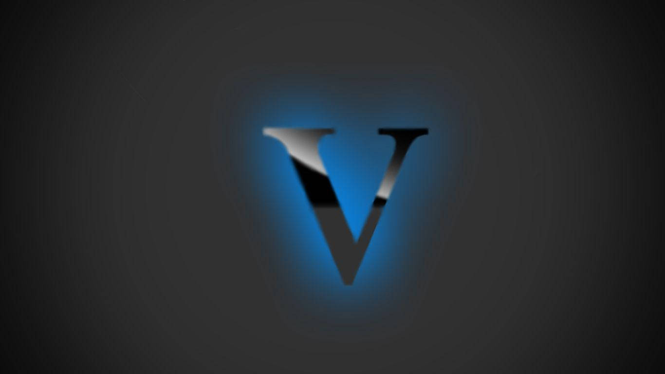 Illuminated Blue Letter V Wallpaper