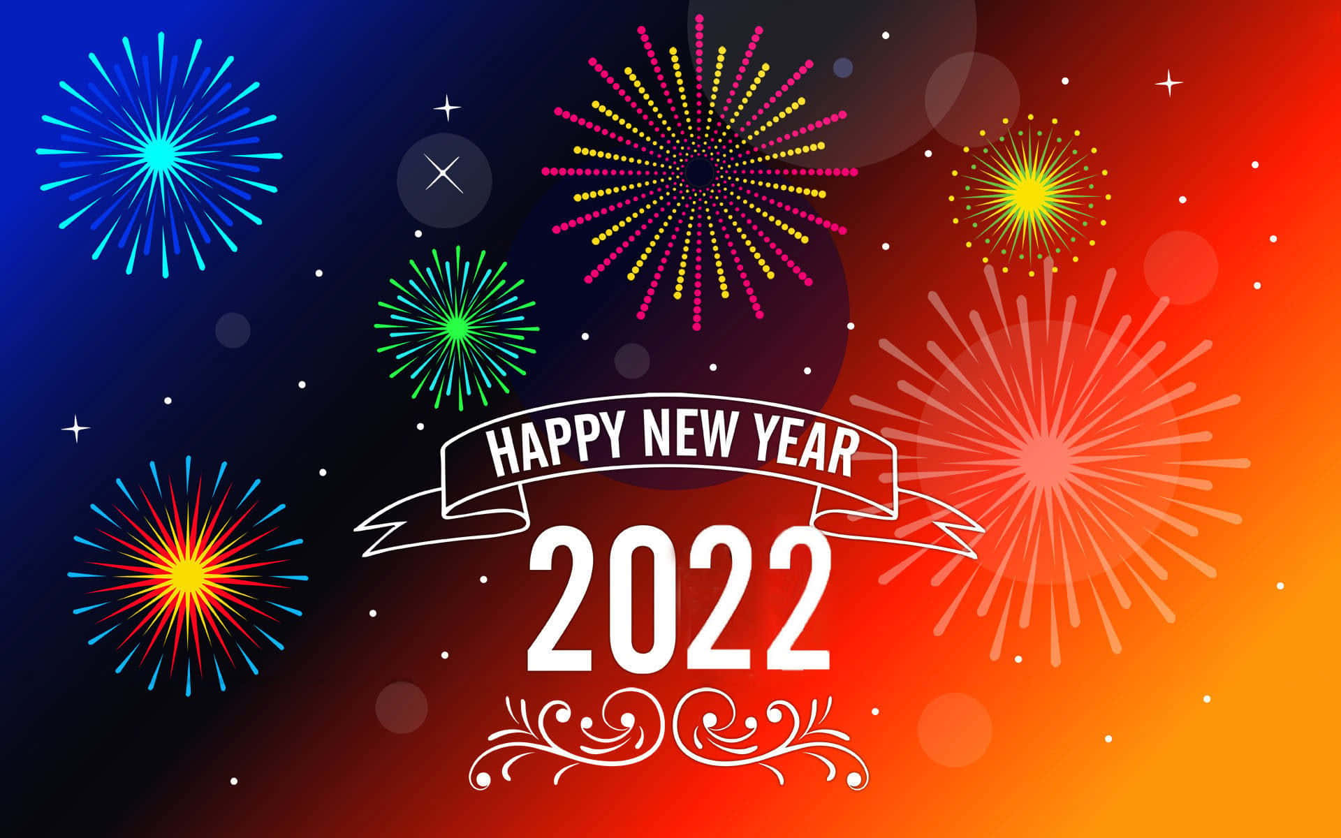 Illustrated Fireworks New Year 2022 Wallpaper