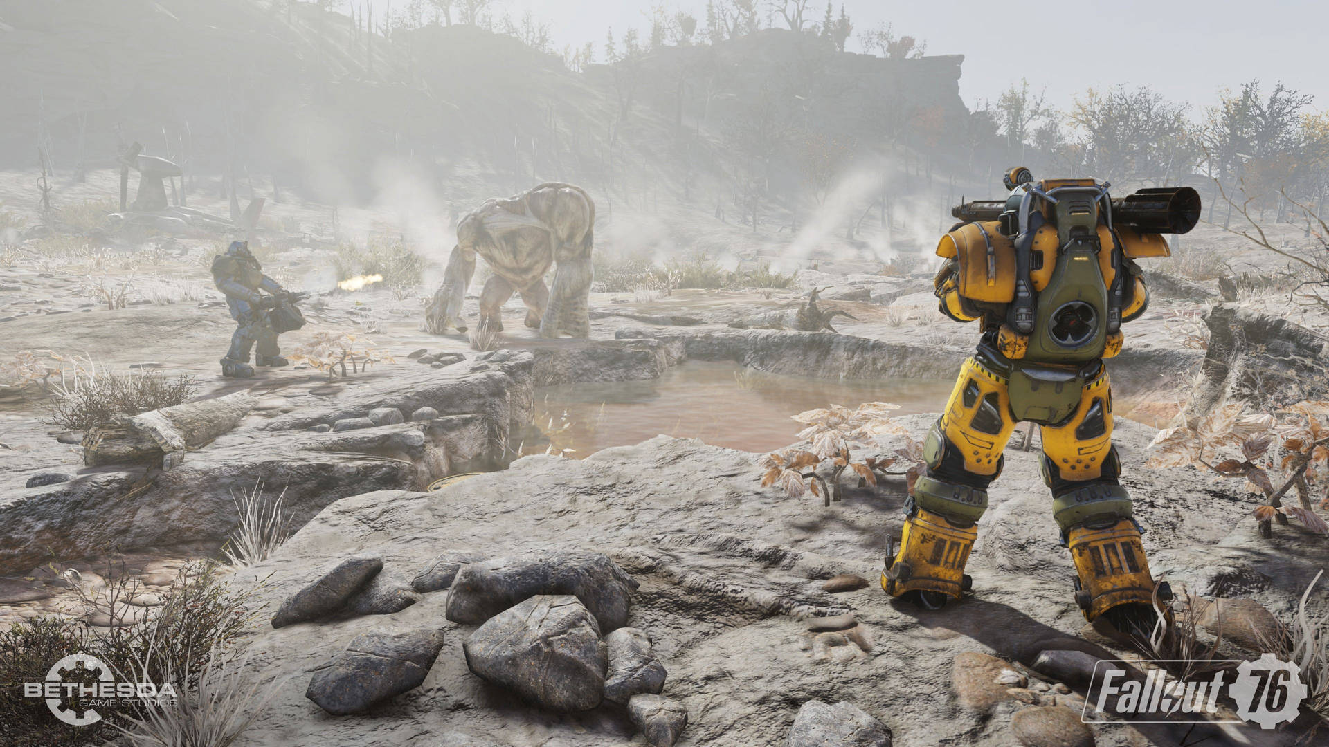 Impress Your Friends And Foes Alike When Wearing The Iconic Yellow Power Armor In Fallout 76! Wallpaper