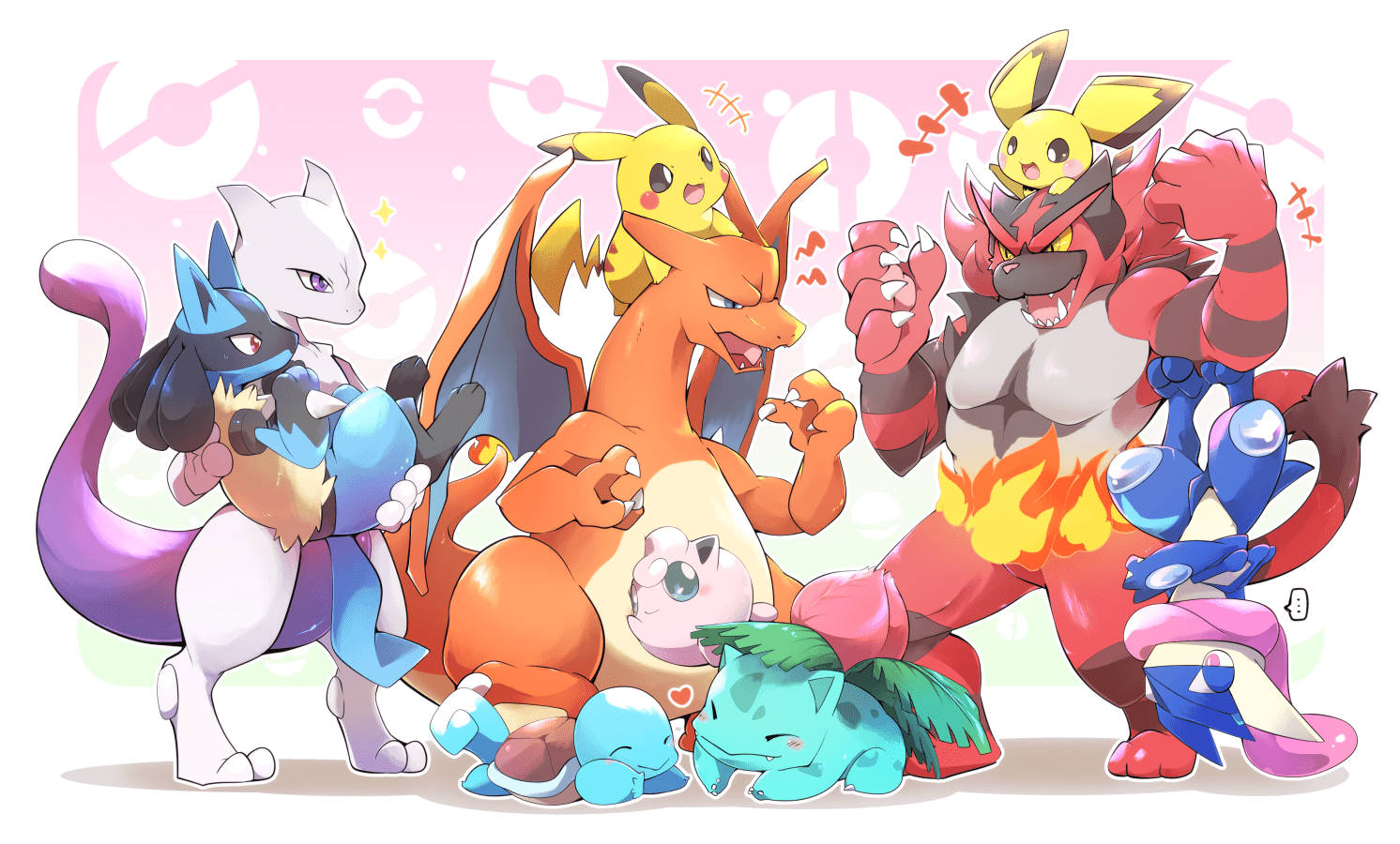 Incineroar With Pokemon Family Wallpaper