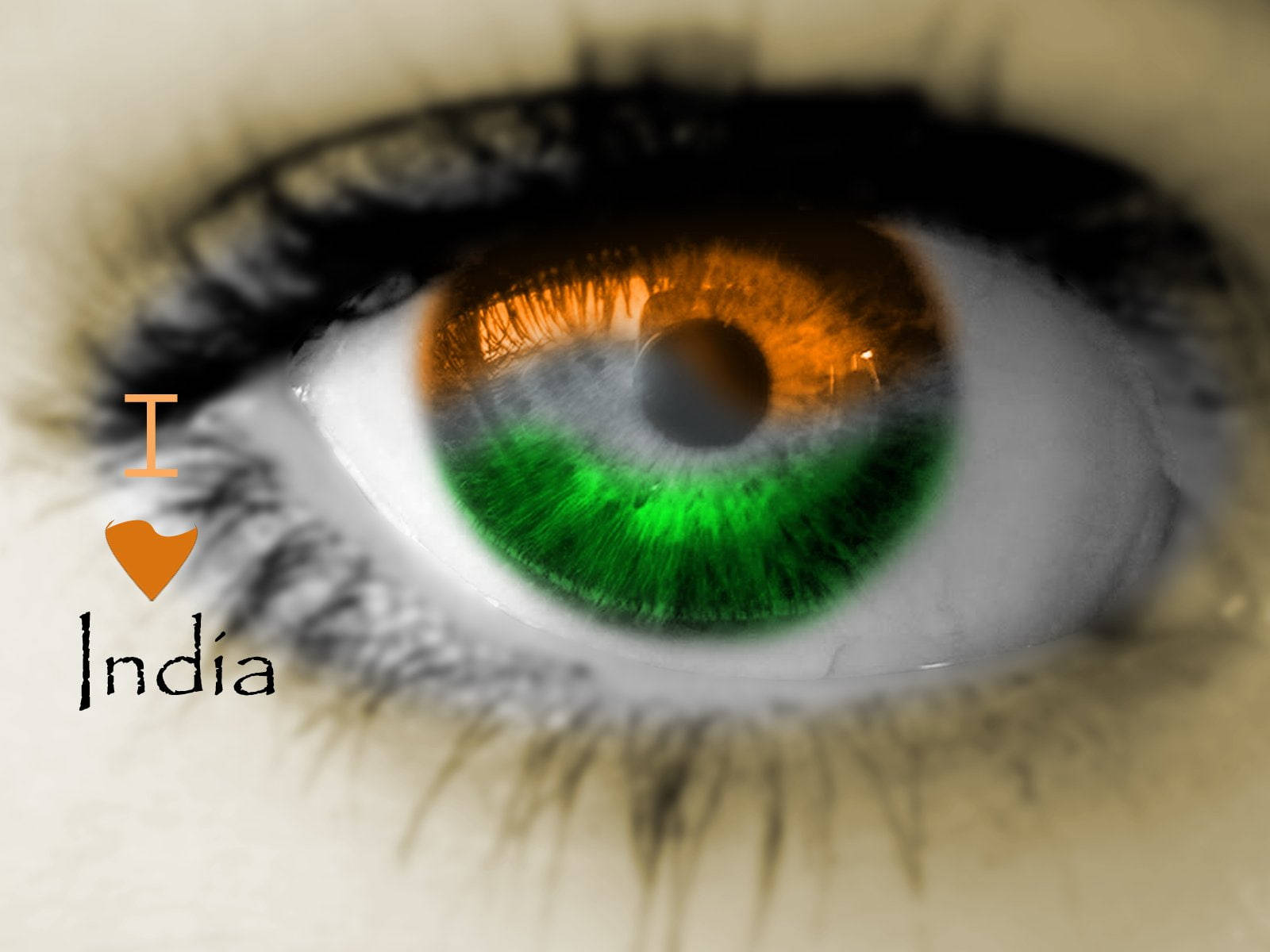 Indian Pride: A Stunning Reflection Of The Indian Flag On A Human Eye. Wallpaper