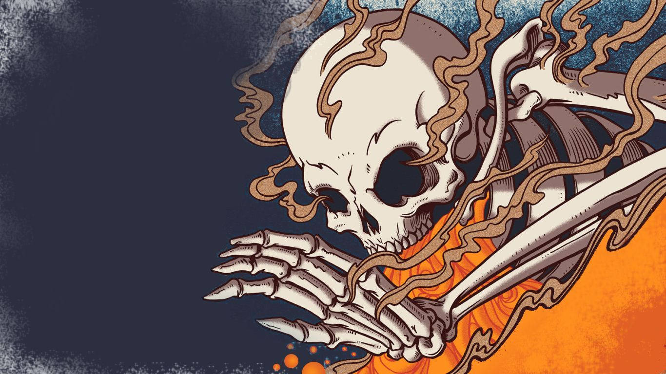 Indie Aesthetic Laptop Burning Skeleton Wallpaper