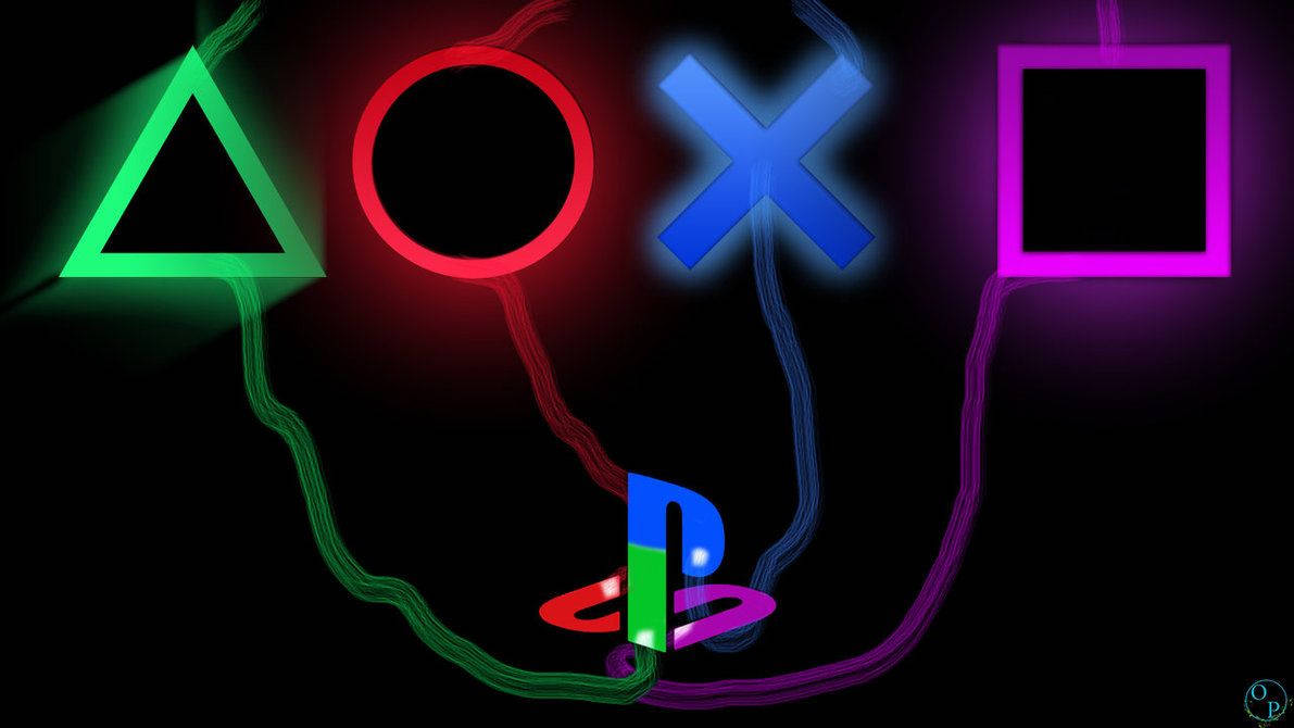 Interconnected Playstation Action Buttons Wallpaper