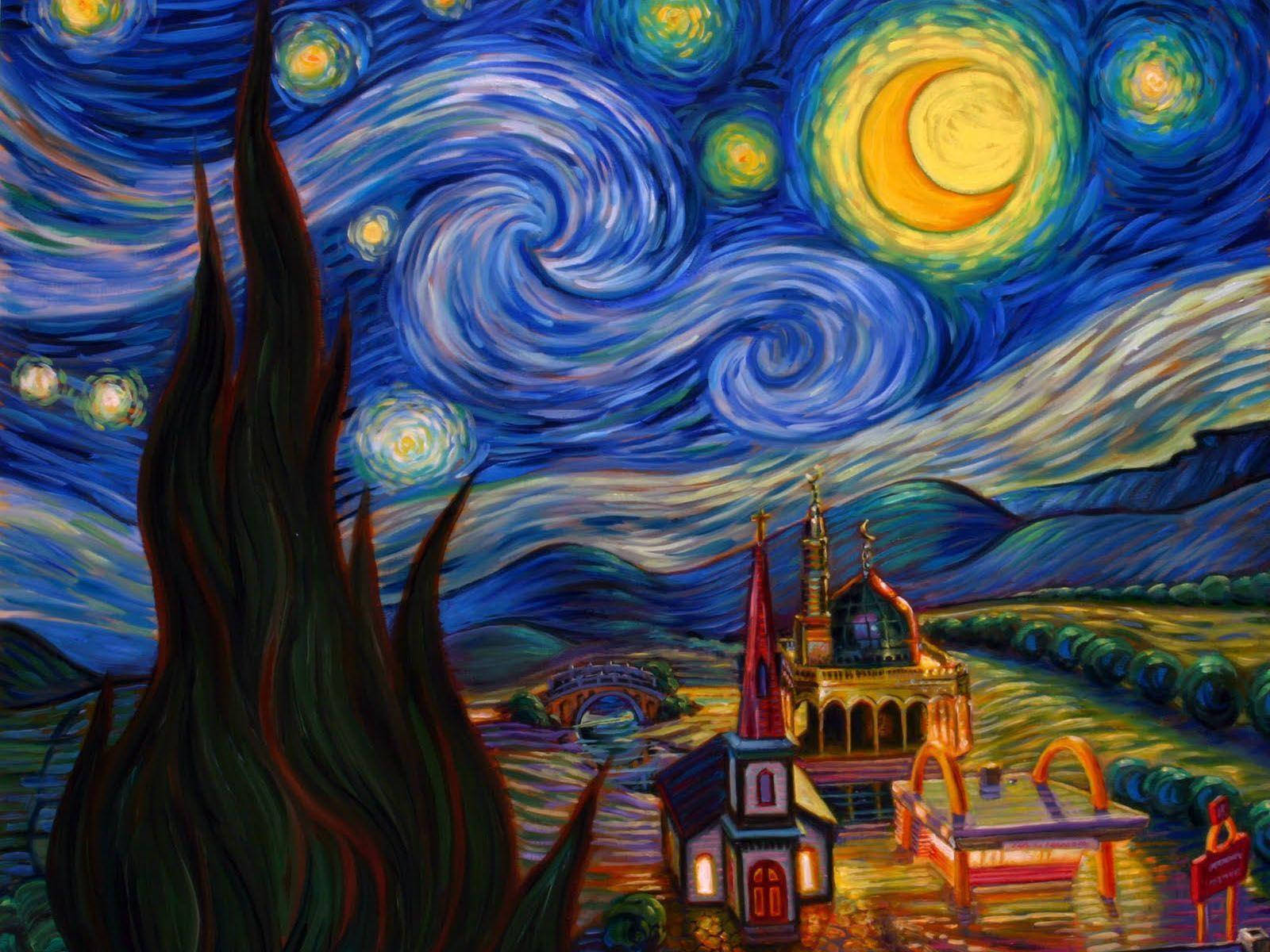 Interpretation Of Starry Night Painting Wallpaper