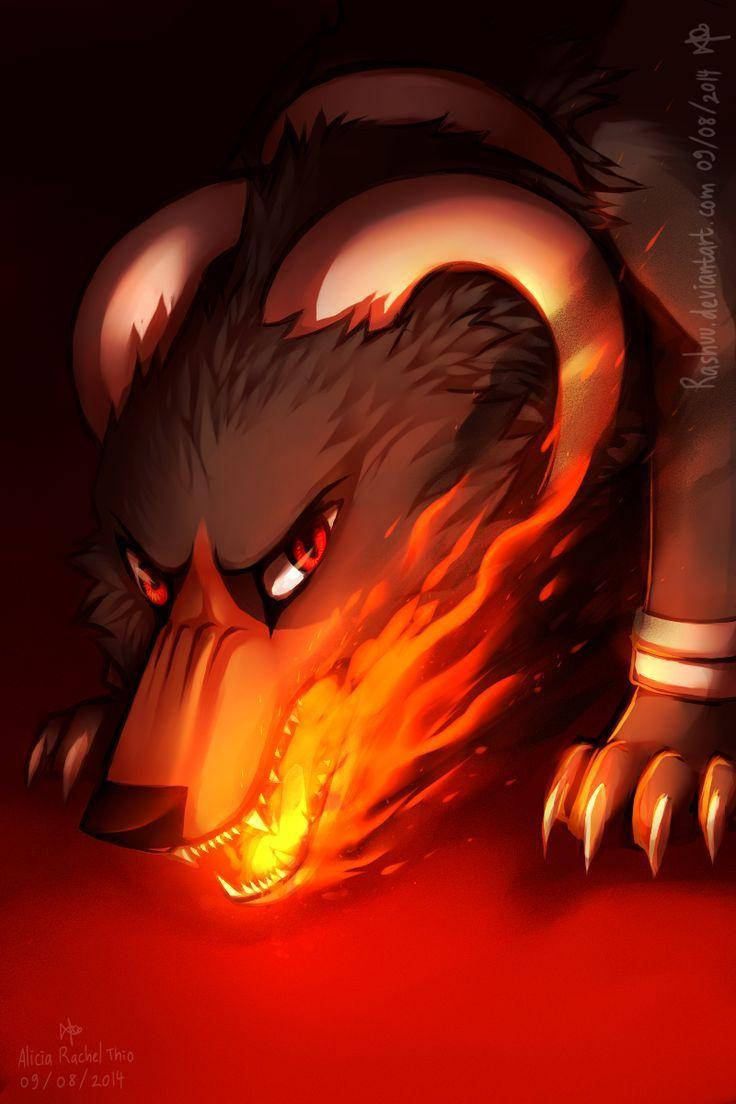 Intimidating Houndoom Breathing Fire Wallpaper