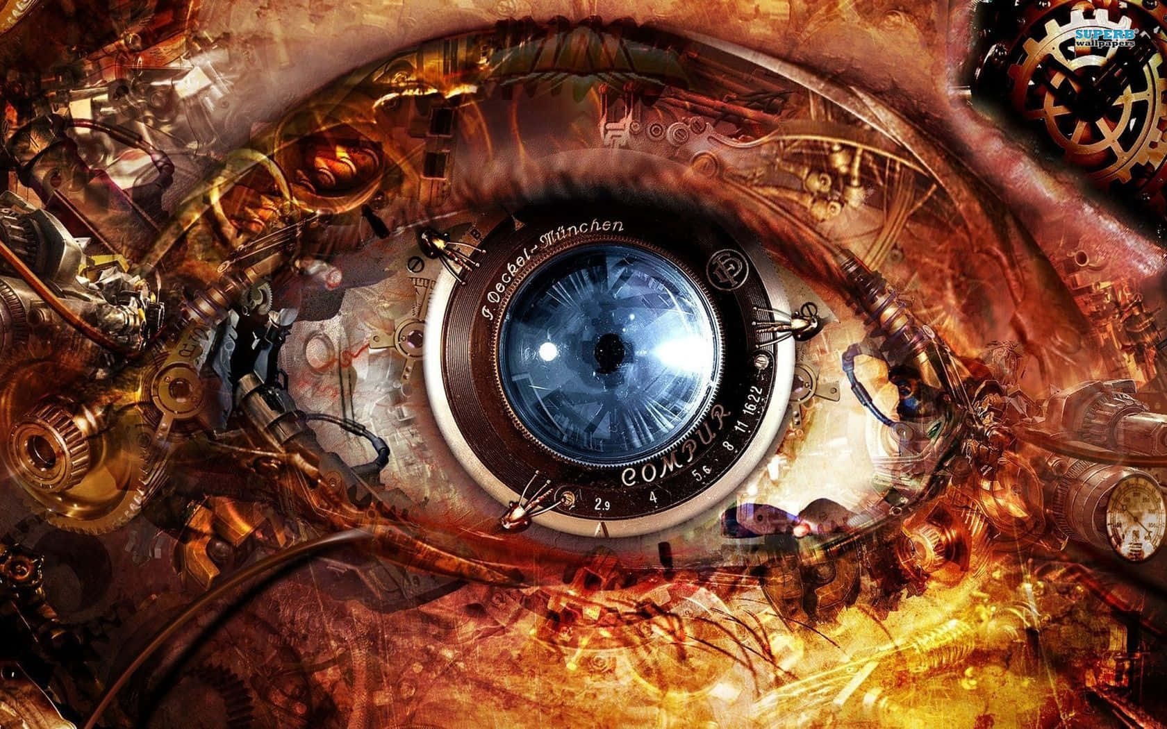 Intricate Mechanized Eye - A Showcase Of Digital Artistry Wallpaper