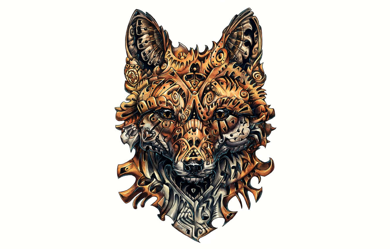 Intricate Wolf Head Artwork Wallpaper