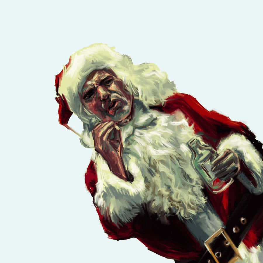 Introspective_ Santa_with_ Bottle Wallpaper