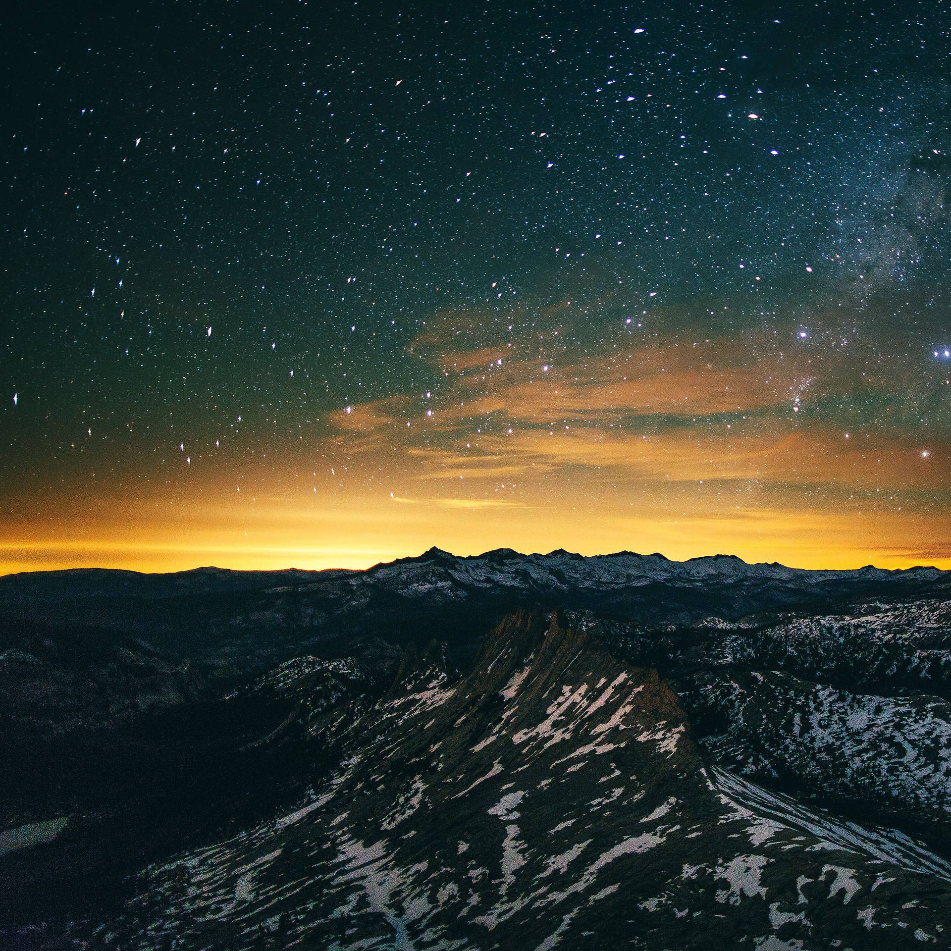 Ipad Pro Starry Sunset On Mountains Wallpaper