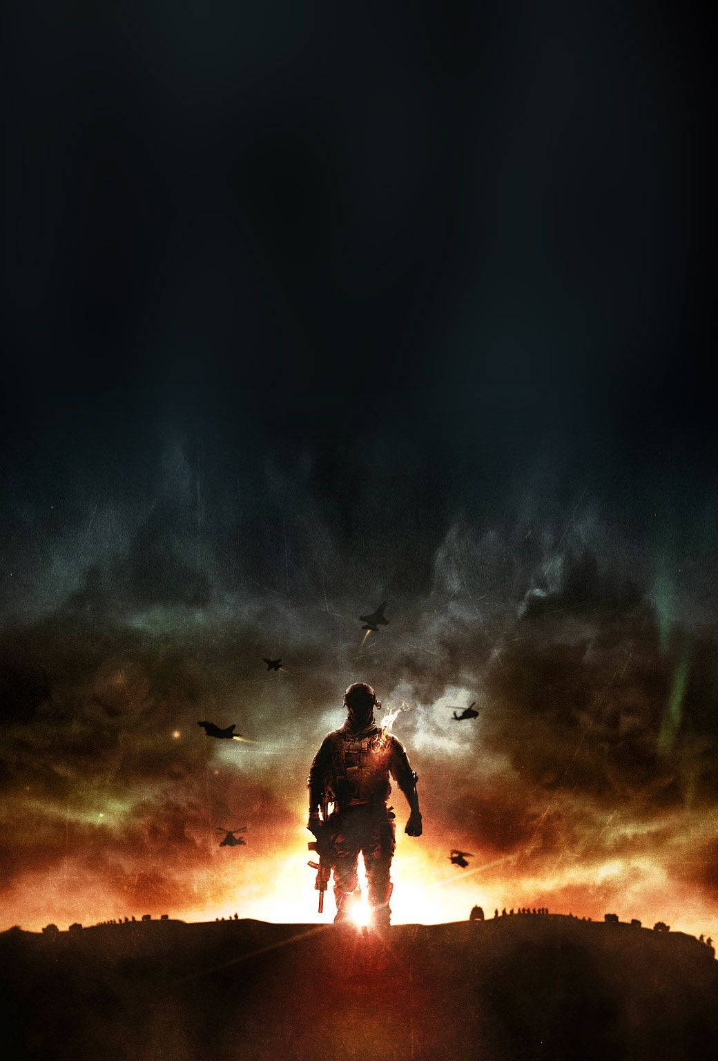 Iphone Gaming Soldier Against Sunset Wallpaper