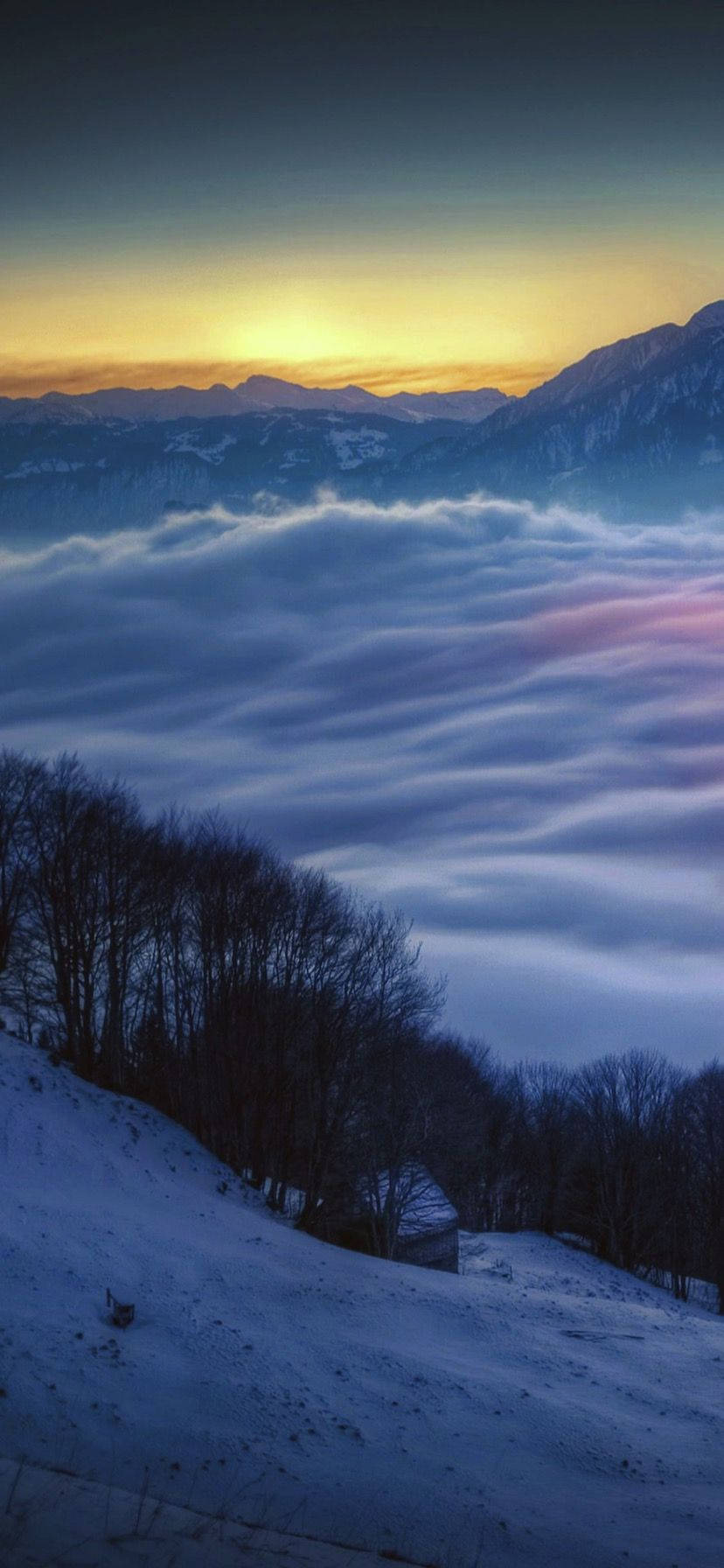 Iphone Xr Mountain Clouds Sunrise Wallpaper