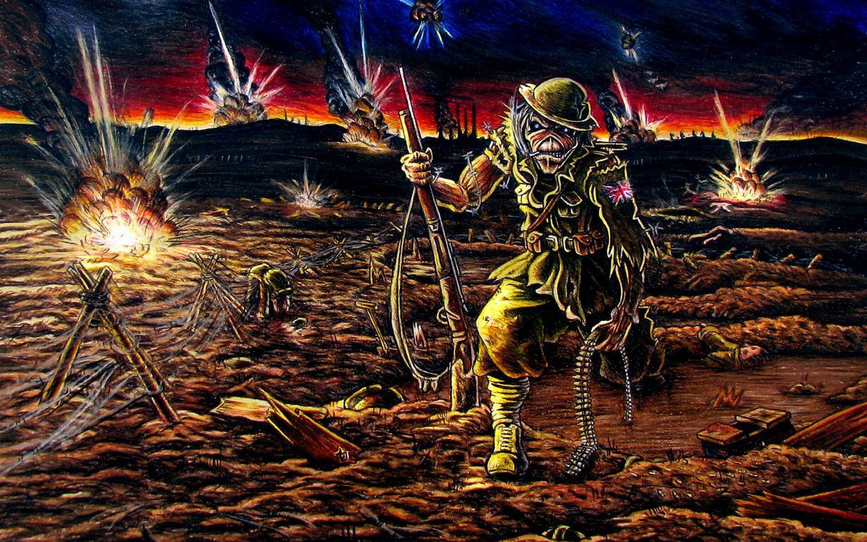 Iron Maiden Trooper In Warzone Wallpaper
