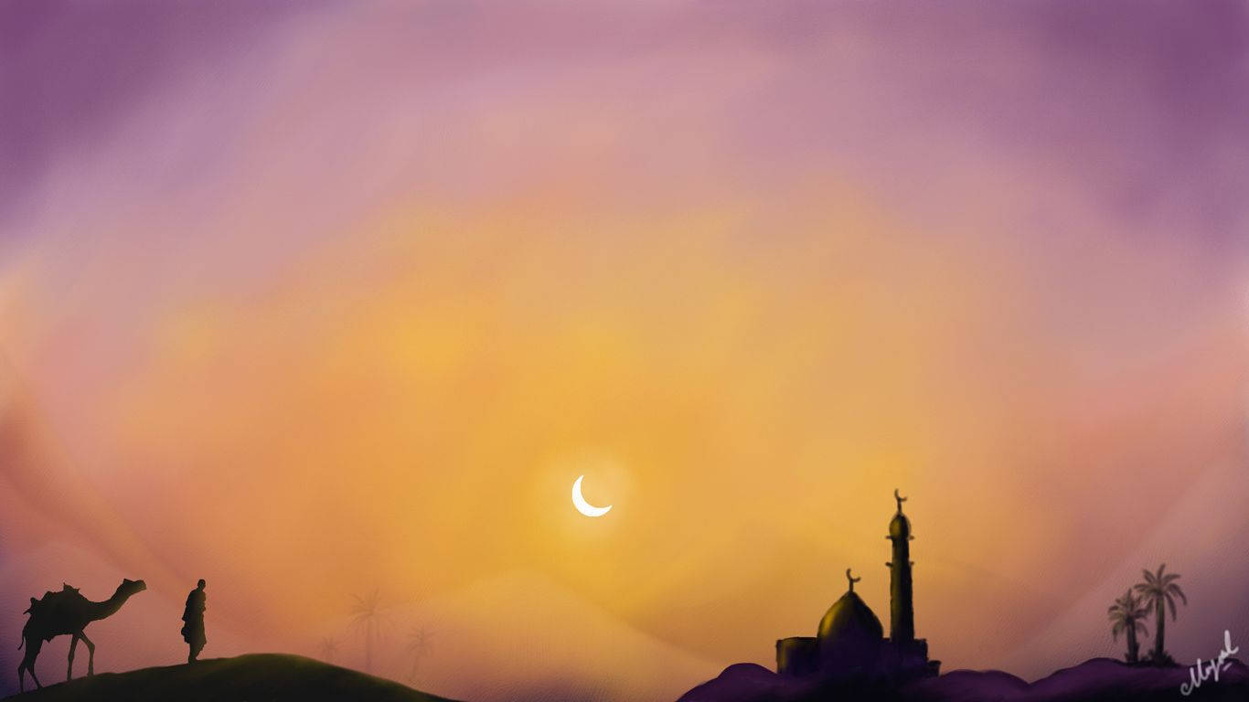 Islamic Mosque Cartoon Art Wallpaper