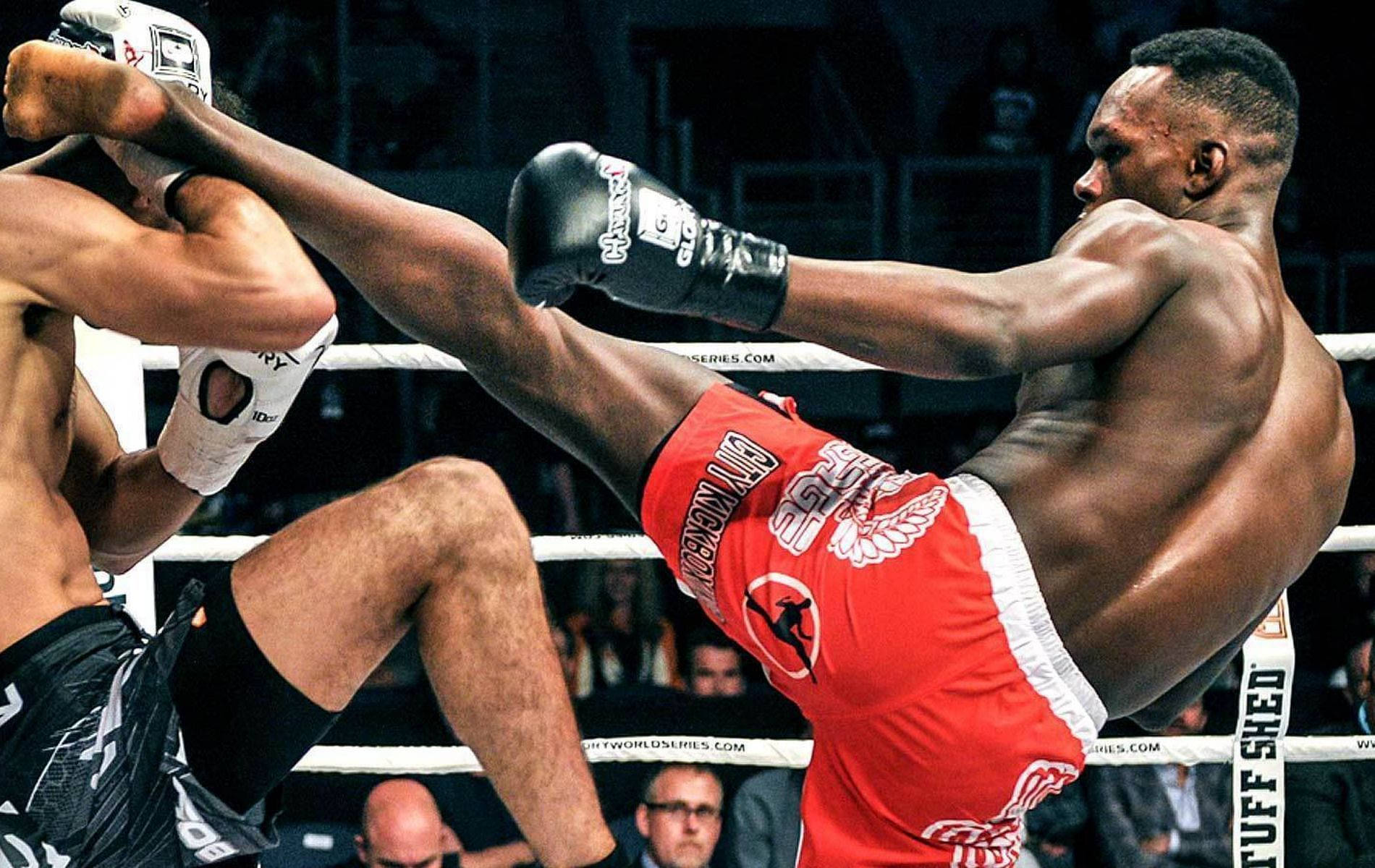 Israel Adesanya Versus Yousri Belgaroui Kickboxing Match Wallpaper