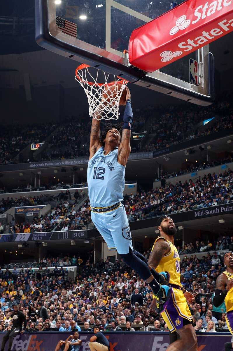 Ja Morant Dunk Memphis Vs Lakers Game Wallpaper