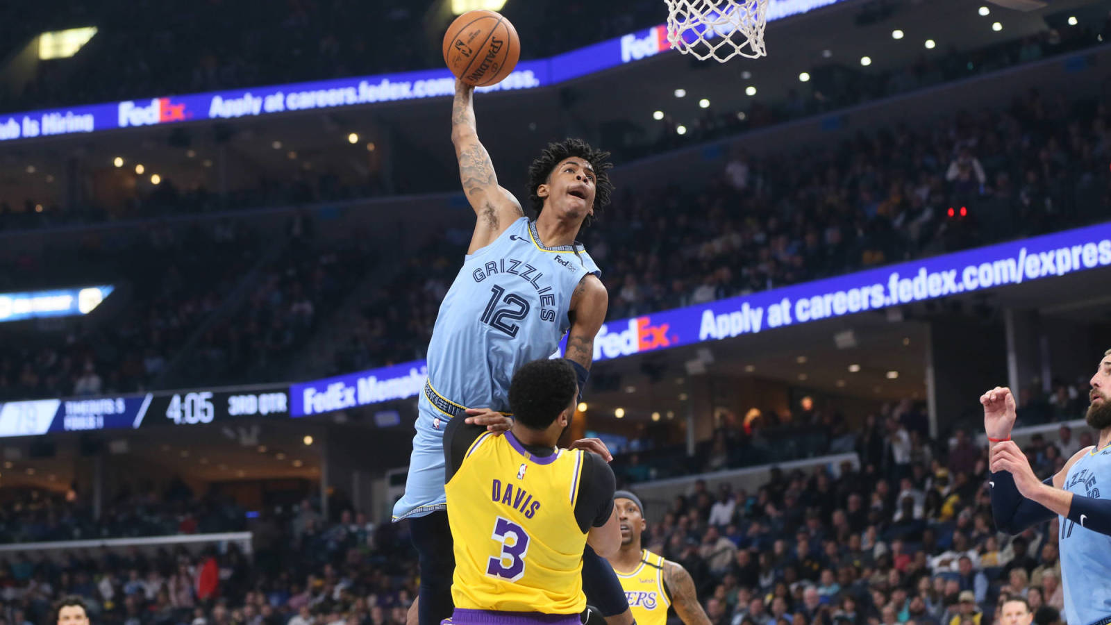 Ja Morant Dunk Over Anthony Davis Wallpaper