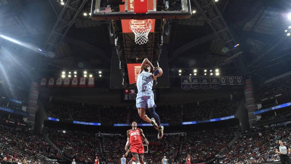 Ja Morant Dunk Playing Against Rockets Wallpaper