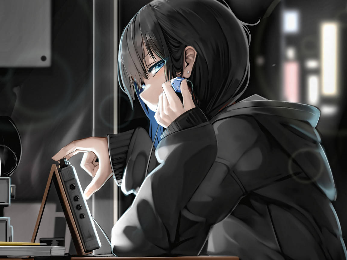 Japanese Anime Cool Techie Girl Wallpaper