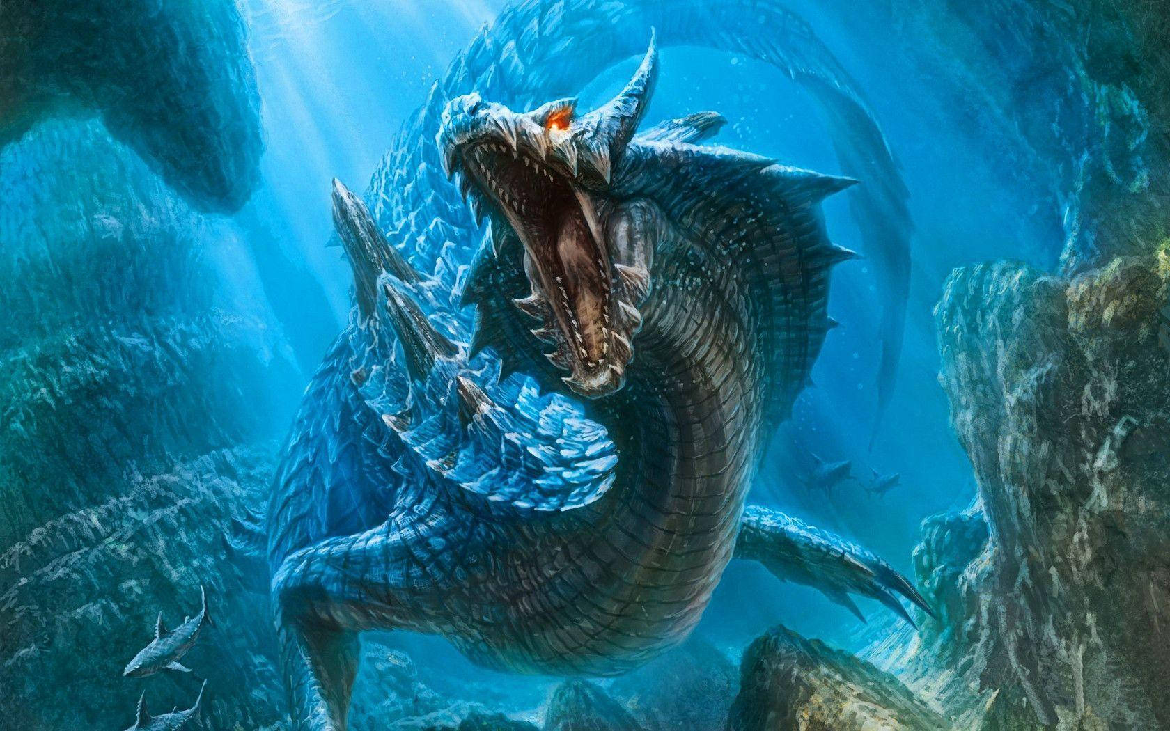 Japanese Dragon Pc Rocky Underwater Wallpaper