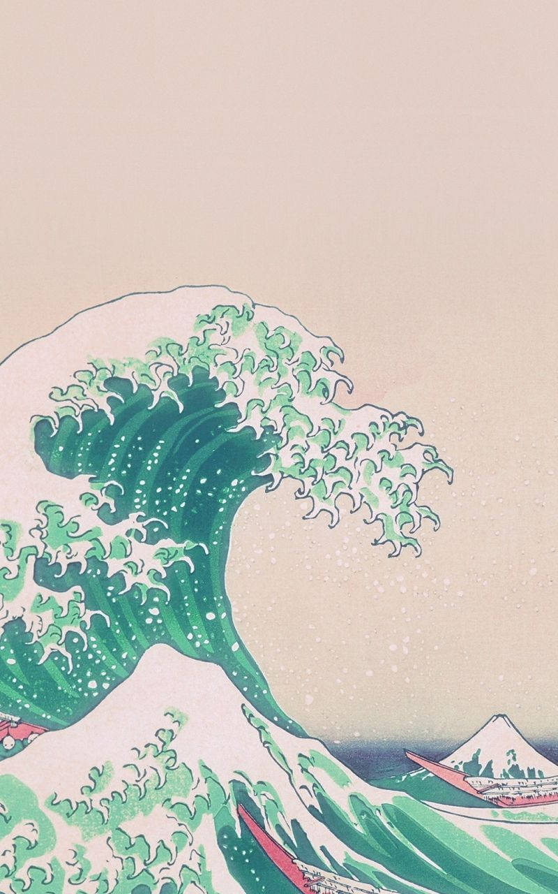 Japanese Great Wave Aesthetic Tablet Wallpaper