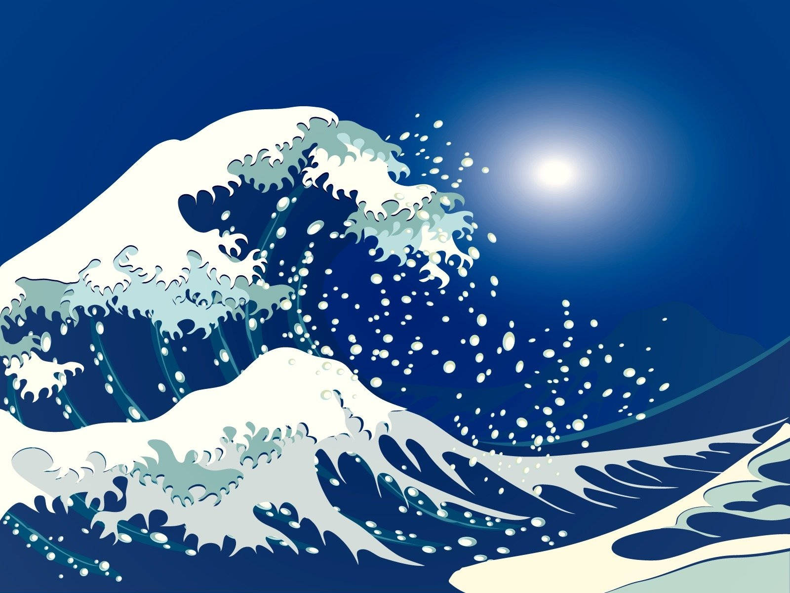 Japanese Waves Bright Sun Wallpaper