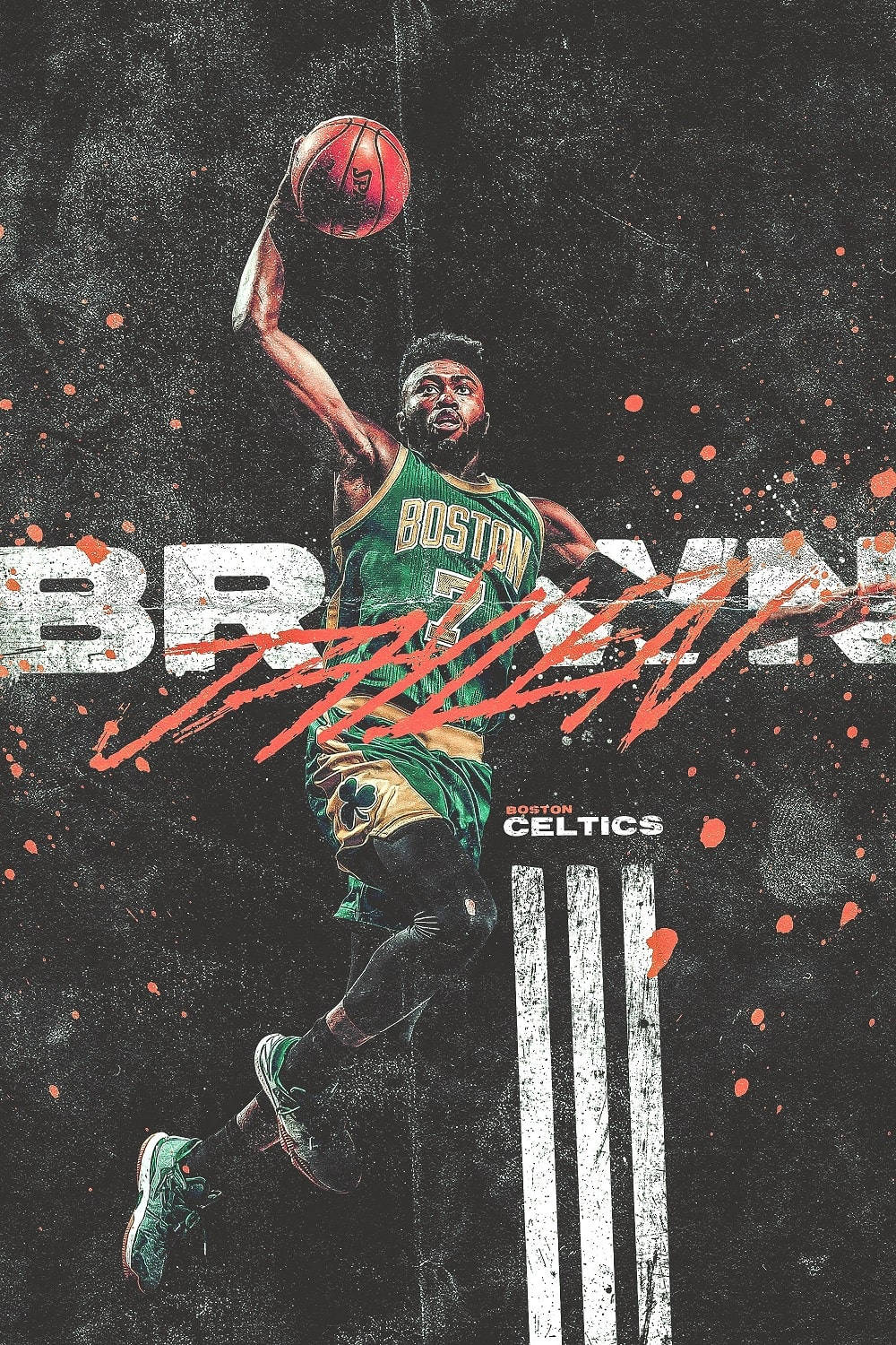 Jaylen Brown Boston Grunge Art Wallpaper