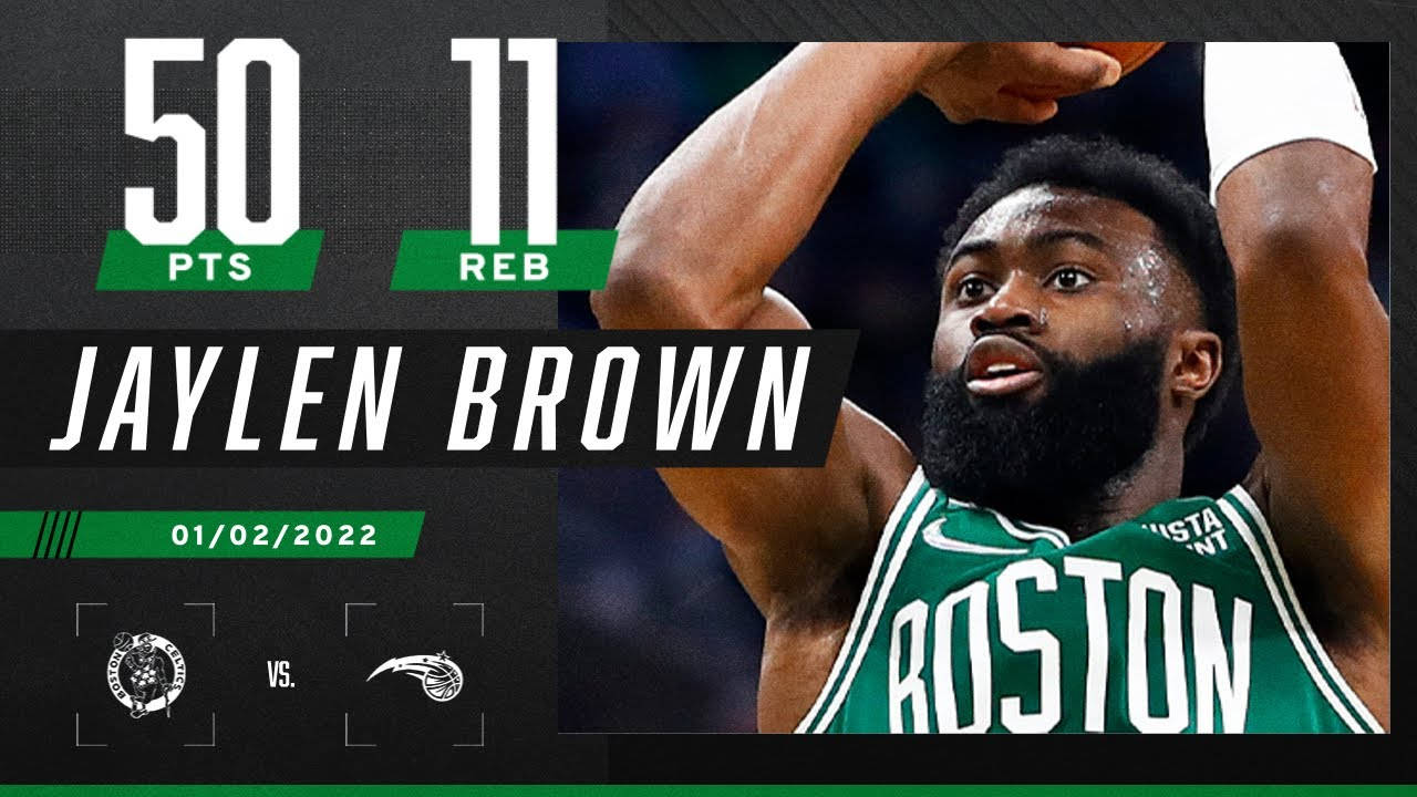 Jaylen Brown Celtics Stat Vs. Magic Wallpaper