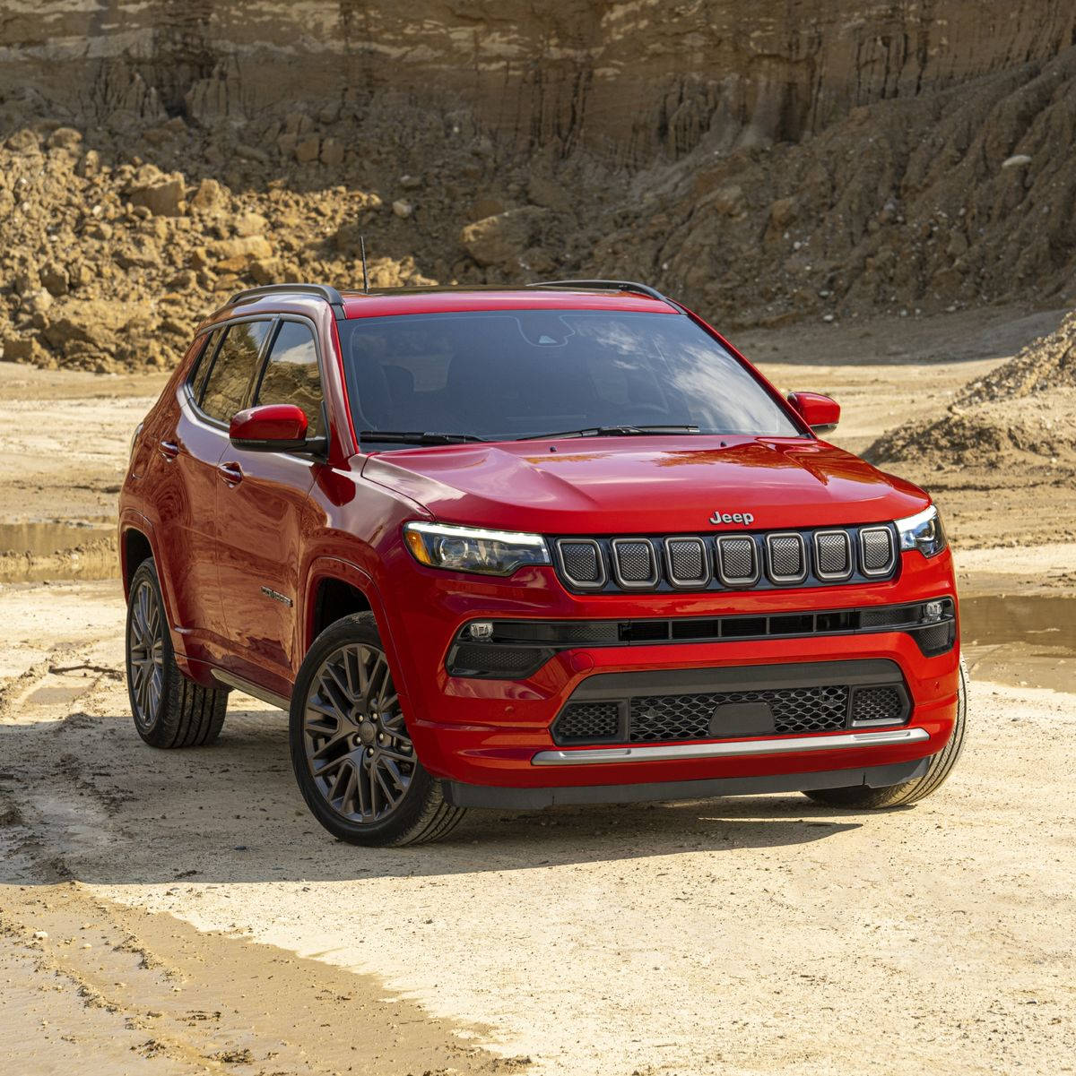 Jeep Compass Red Aesthetic At Desert Wallpaper